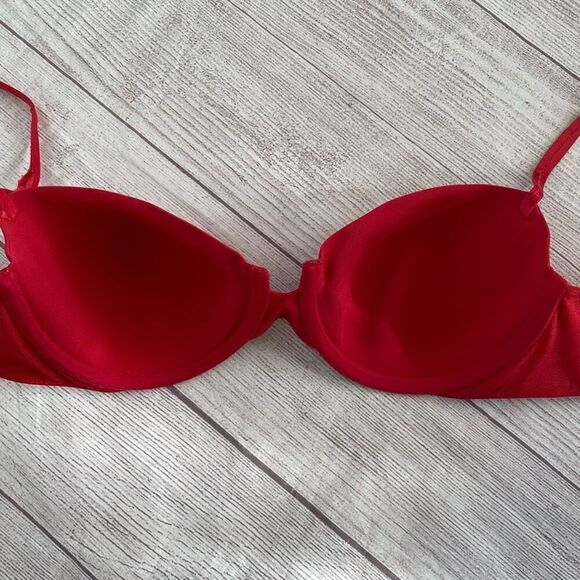 Victoria’s Secret women 34D push up without padding 2 hook bra red - Picture 5 of 8